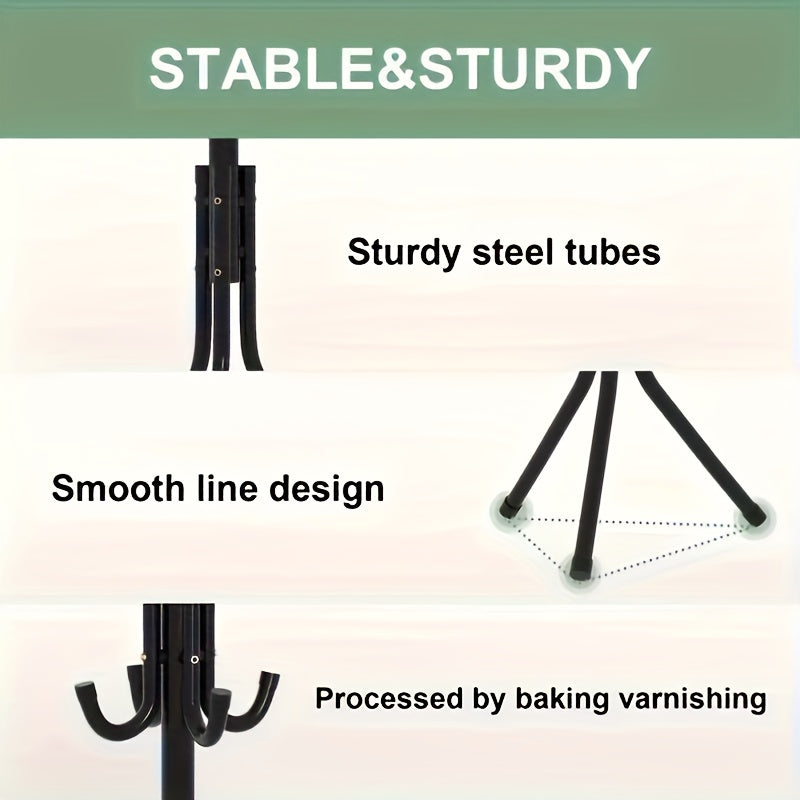 Sturdy Iron Coat Rack Sturdy Iron Free Standing Coat Rack - Heavy-Duty Tripod Base, Space-Saving Garment Organizer for Entryway, Living Room, Office, Dorm - Easy Assembly, No Installation Needed, Modern Metal Clothes Stand