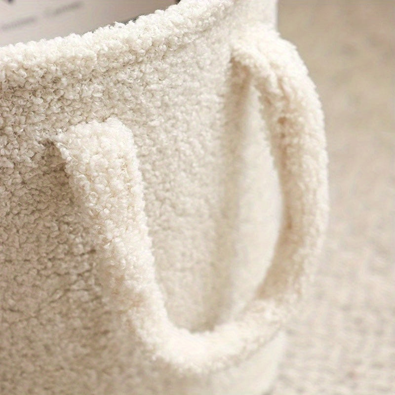 Modern Wool Basket Large Modern Wool Laundry Basket | Cute Lamb Design, Multipurpose Storage Bin, Durable Handled Fabric Shelf for Home Organization