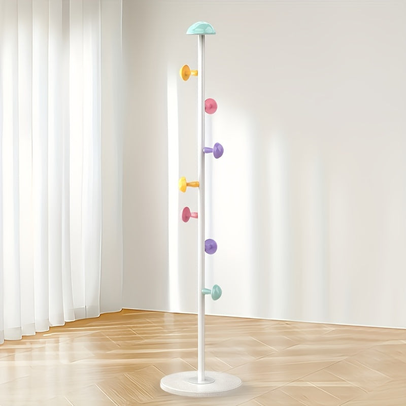 Chic White Freestanding Metal Coat Rack with Mushroom Hooks – Versatile Home Storage Solution for Clothes & Accessories, Multi-Bar Design for Organized Organization, Entryway Shelf, Coat Rack