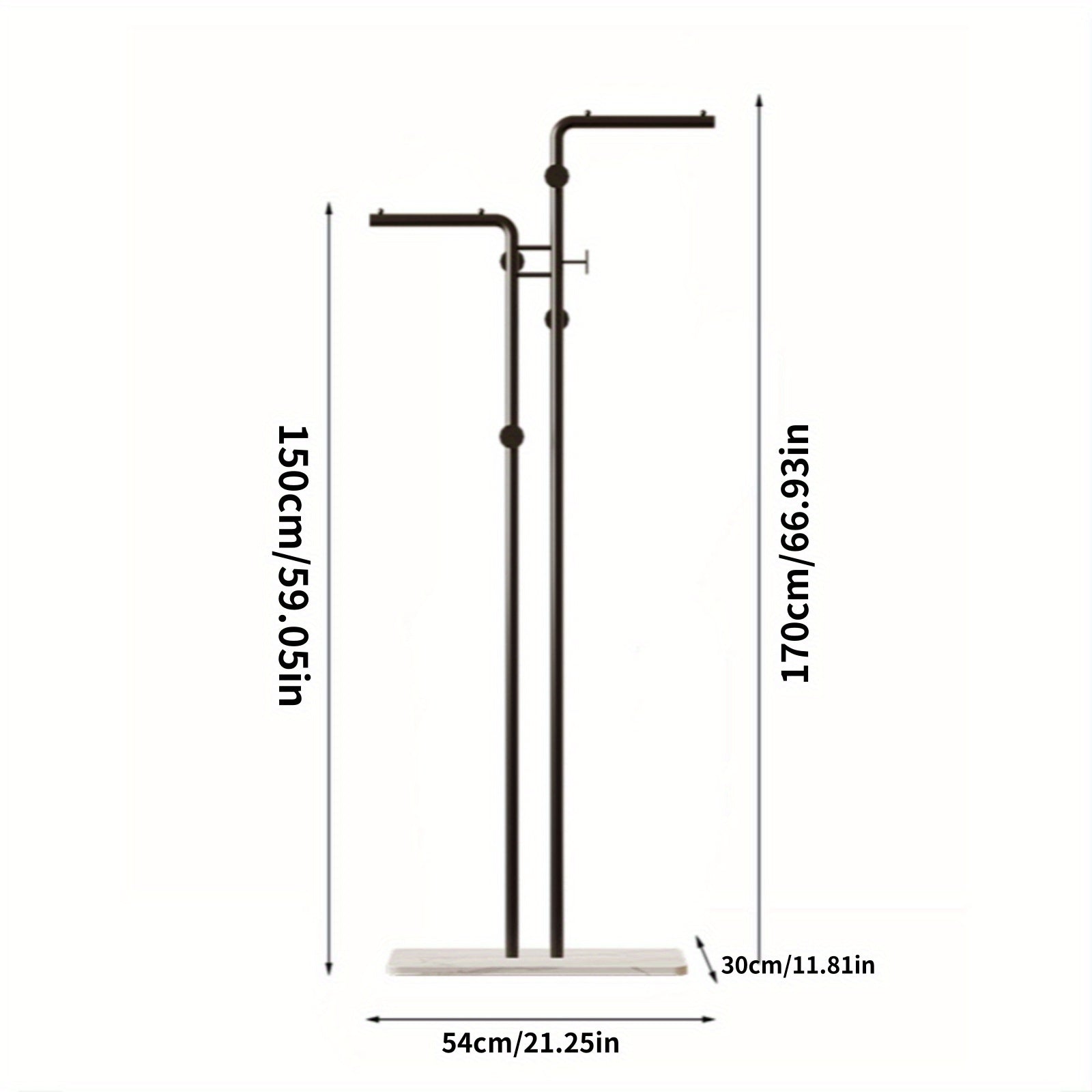 Stylish Metal Rack Modern Metal Freestanding Clothes Rack | Dual Hanging Rods and Lower Storage Shelf, Portable and Stylish for Living Room or Bedroom, Bedroom Organizer