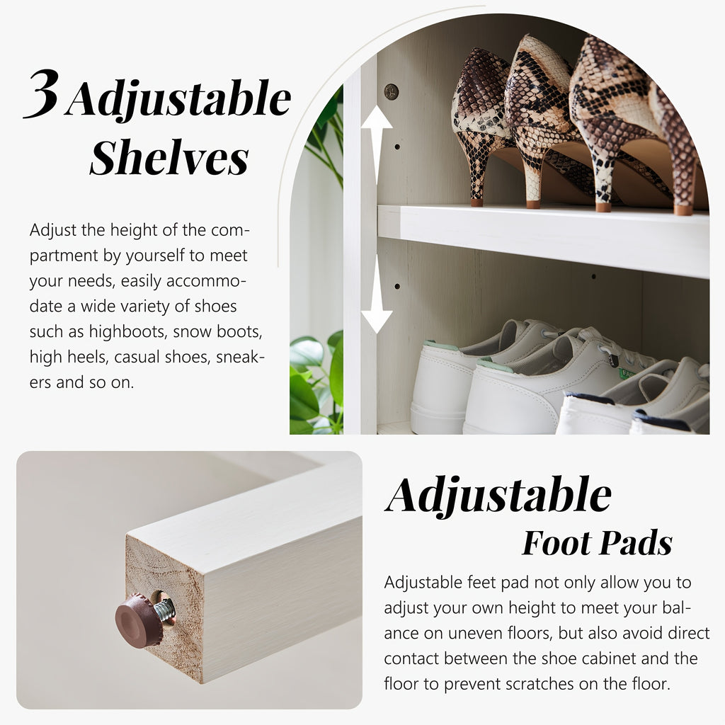 Shoe Storage Cabinets, Wooden Shoe Rack Hold 28 Pairs, Office Shelves And Display Cases, Freestanding Tall Entryway Shoe Organizer For Closet, Entryway, Living Room