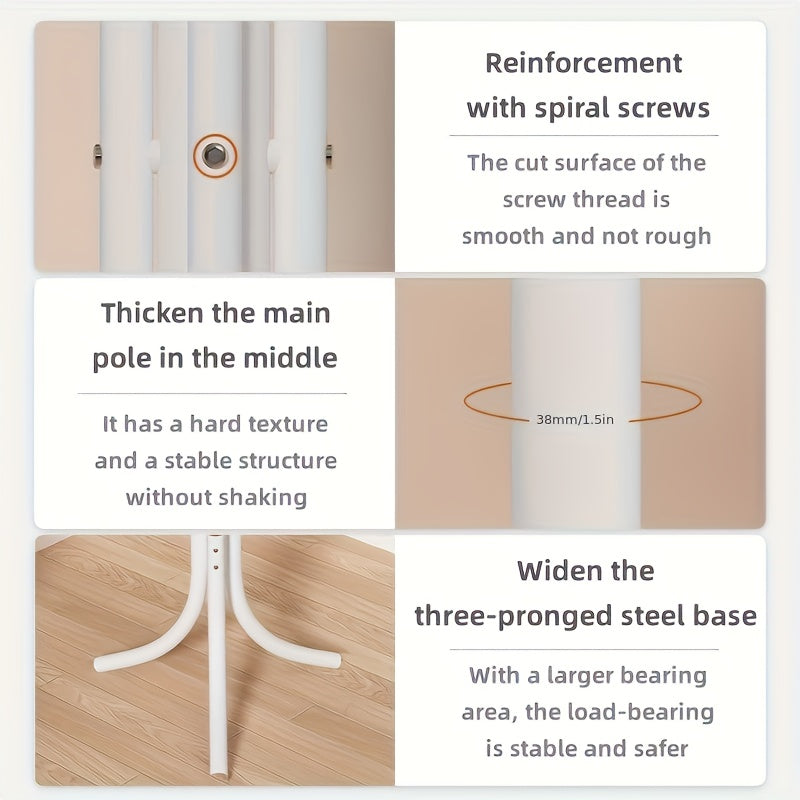 Sturdy Iron Coat Rack Sturdy Iron Free Standing Coat Rack - Heavy-Duty Tripod Base, Space-Saving Garment Organizer for Entryway, Living Room, Office, Dorm - Easy Assembly, No Installation Needed, Modern Metal Clothes Stand