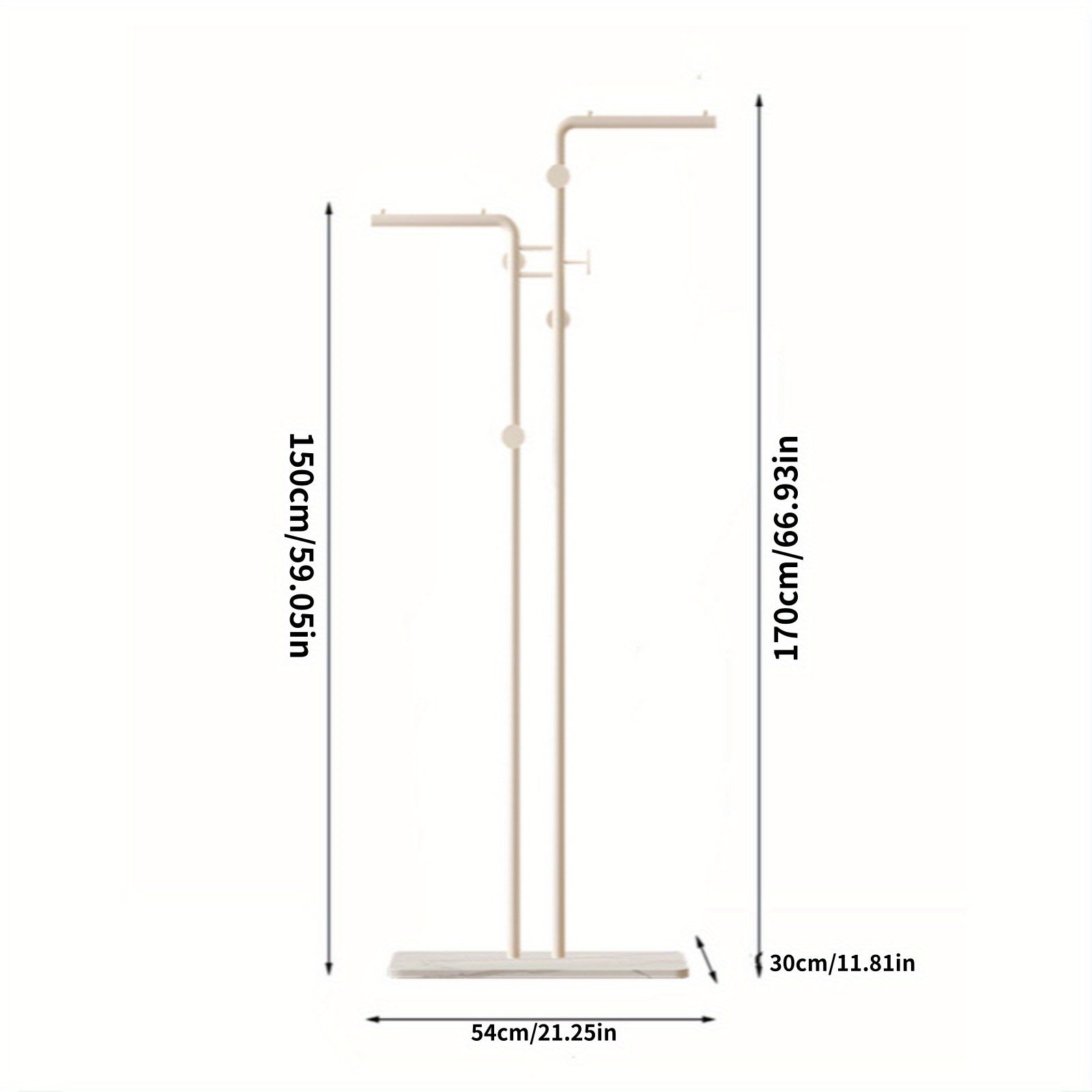 Stylish Metal Rack Modern Metal Freestanding Clothes Rack | Dual Hanging Rods and Lower Storage Shelf, Portable and Stylish for Living Room or Bedroom, Bedroom Organizer