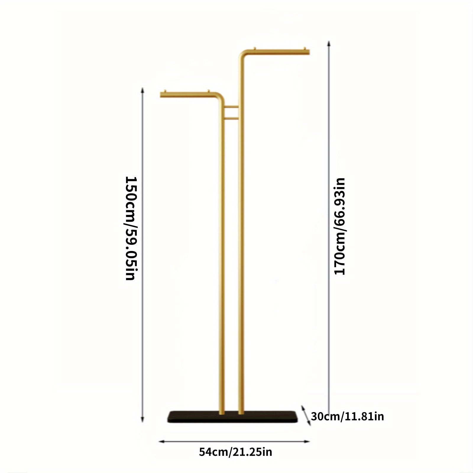 Stylish Metal Rack Modern Metal Freestanding Clothes Rack | Dual Hanging Rods and Lower Storage Shelf, Portable and Stylish for Living Room or Bedroom, Bedroom Organizer