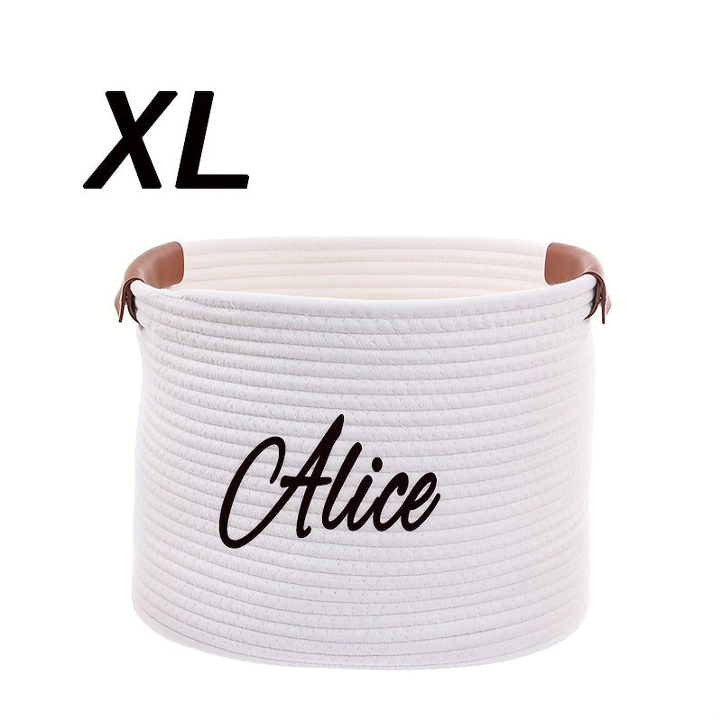 Customizable Basket Personalized Decorative Woven Storage Basket with Rope Handles | Customizable Organizer for Laundry, Toys, and Home Decor – Perfect Gift for Any Occasion