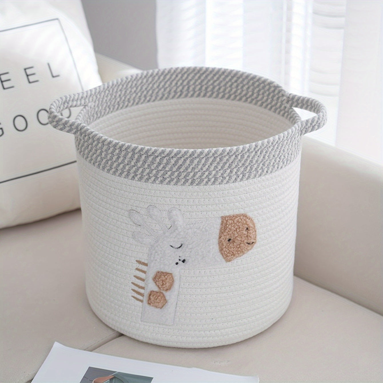 Giraffe Pattern Storage Basket with Giraffe Pattern | Multifunctional | Handles for Easy Use | Home Organization