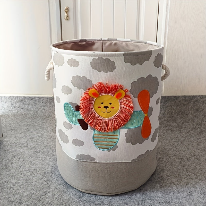 1pc Large Cartoon Lion Laundry Basket - Foldable, Durable & Stylish Storage Solution for Dirty Clothes, Toys & Sundries - Perfect Space-Saving Organizer for Any Room