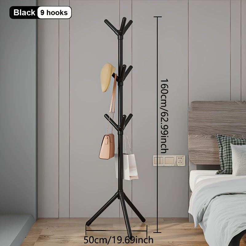 Heavy-Duty Freestanding Clothes Rack - Sturdy Plastic Garment Organizer with Hooks & Shelf, Space-Saving Design, 60lb Capacity for Home, Office, Entryway, Closet - Modern White\u002FBlack Clothing Hanging Stand, Entryway Storage, Sleek Storage Solution