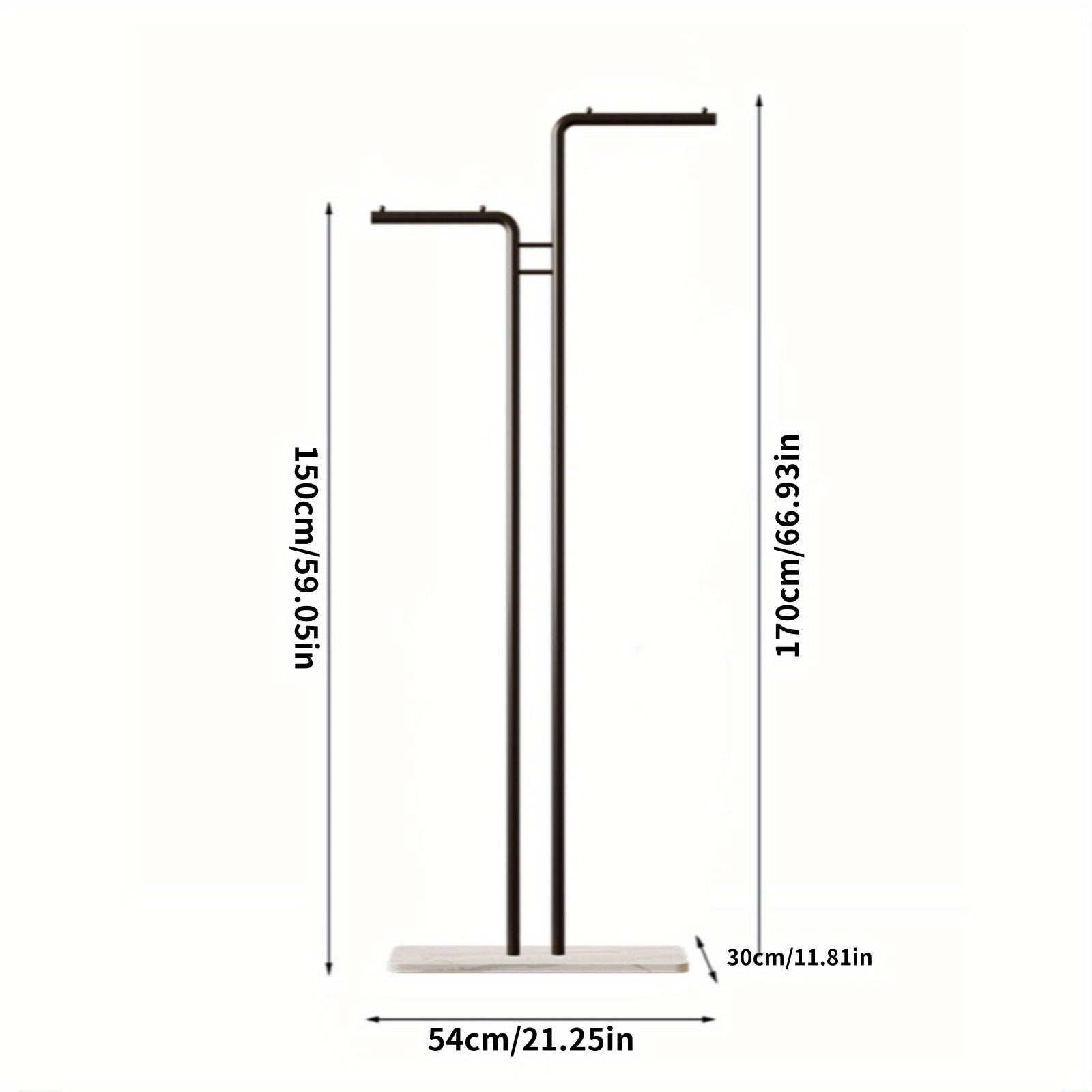 Stylish Metal Rack Modern Metal Freestanding Clothes Rack | Dual Hanging Rods and Lower Storage Shelf, Portable and Stylish for Living Room or Bedroom, Bedroom Organizer