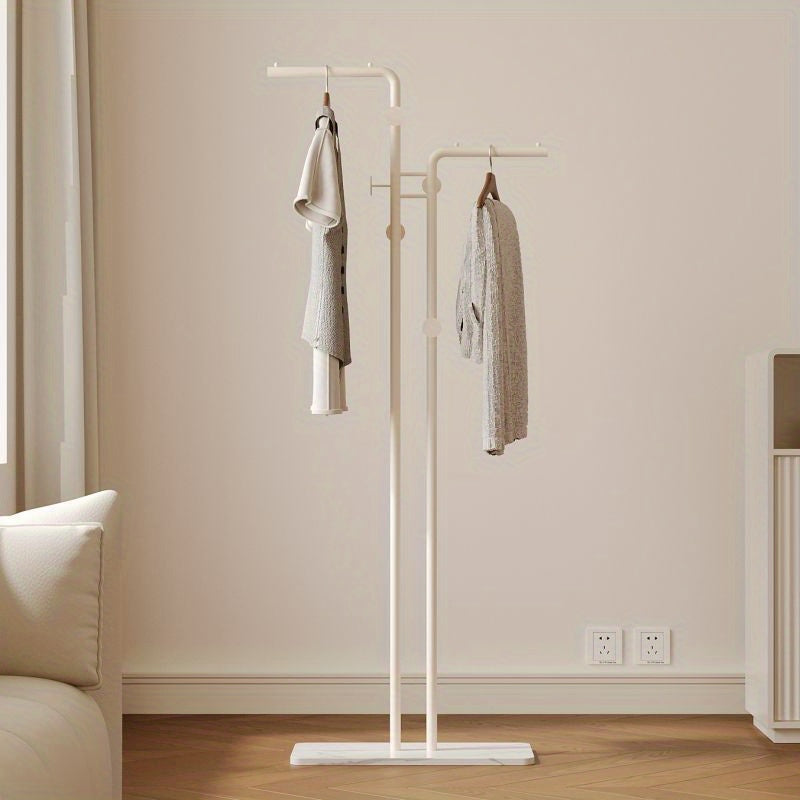 Stylish Metal Rack Modern Metal Freestanding Clothes Rack | Dual Hanging Rods and Lower Storage Shelf, Portable and Stylish for Living Room or Bedroom, Bedroom Organizer