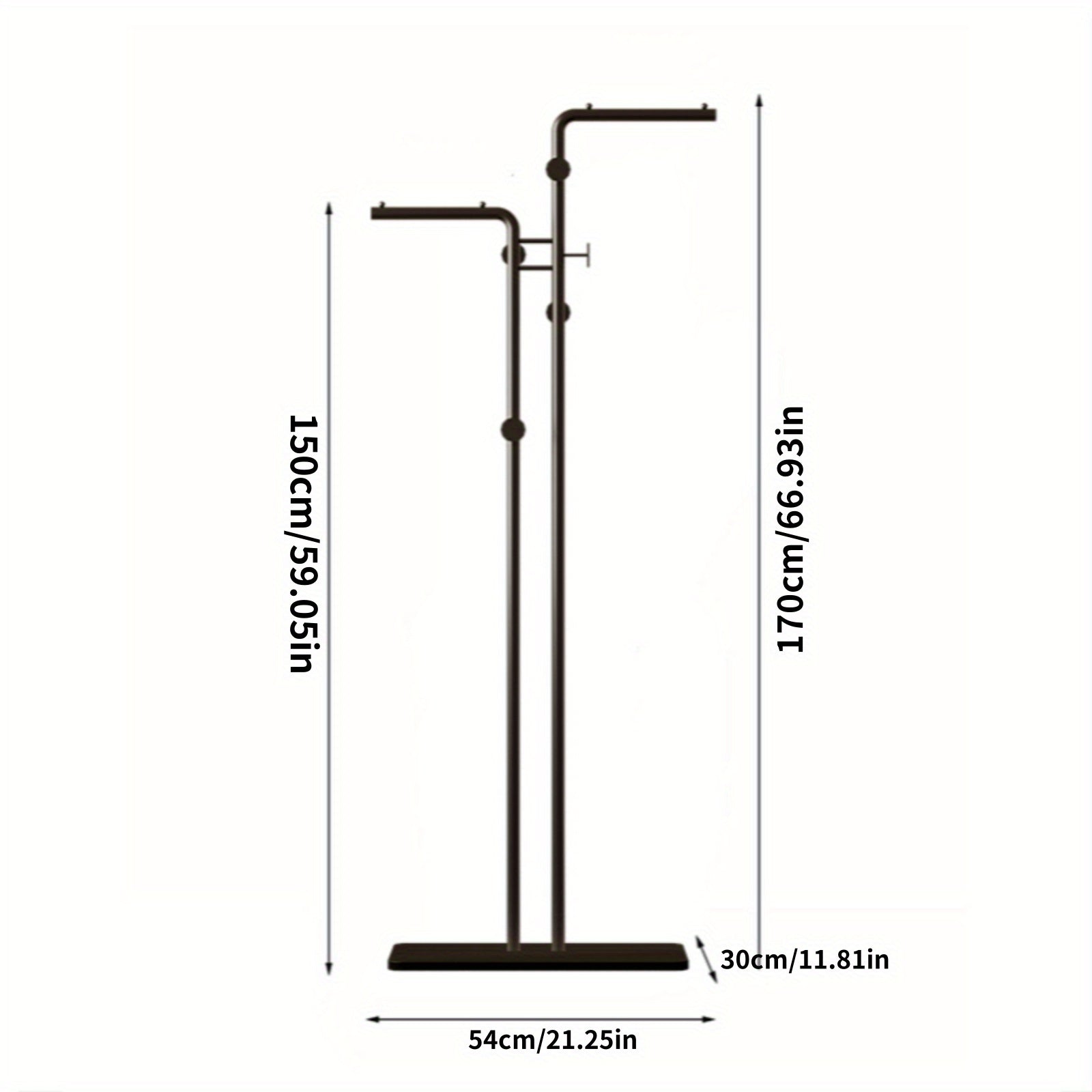 Stylish Metal Rack Modern Metal Freestanding Clothes Rack | Dual Hanging Rods and Lower Storage Shelf, Portable and Stylish for Living Room or Bedroom, Bedroom Organizer