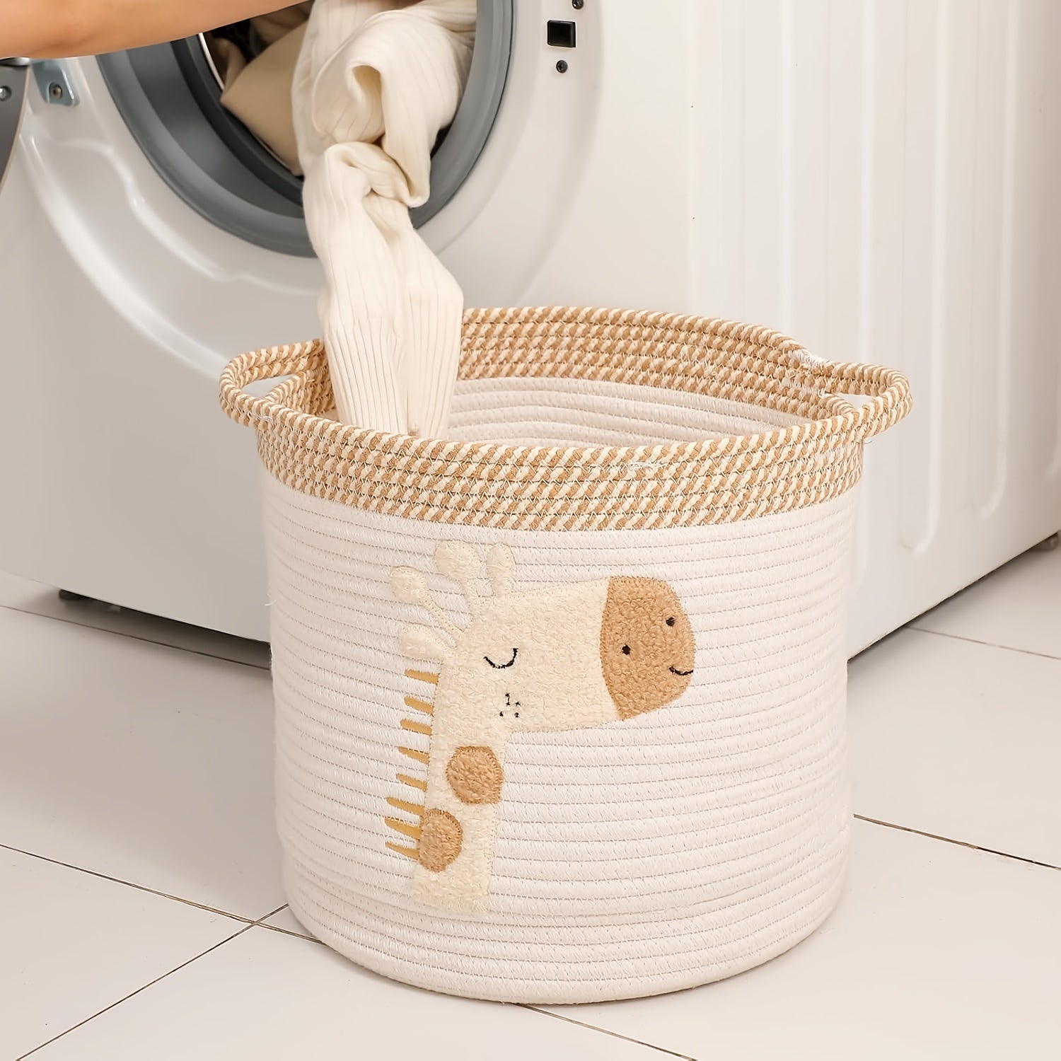 Giraffe Pattern Storage Basket with Giraffe Pattern | Multifunctional | Handles for Easy Use | Home Organization