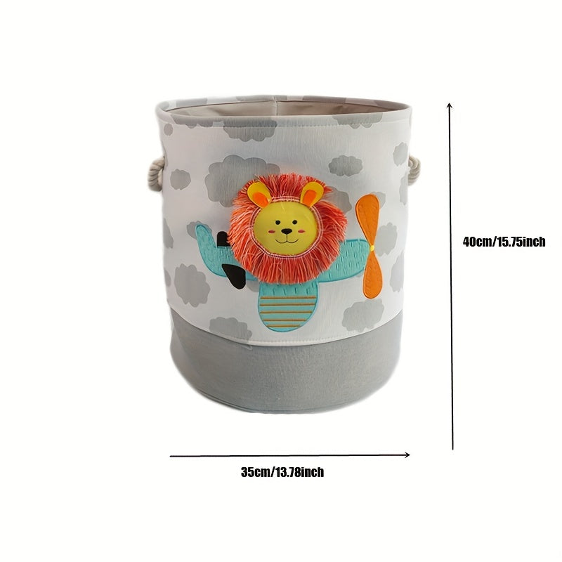 1pc Large Cartoon Lion Laundry Basket - Foldable, Durable & Stylish Storage Solution for Dirty Clothes, Toys & Sundries - Perfect Space-Saving Organizer for Any Room