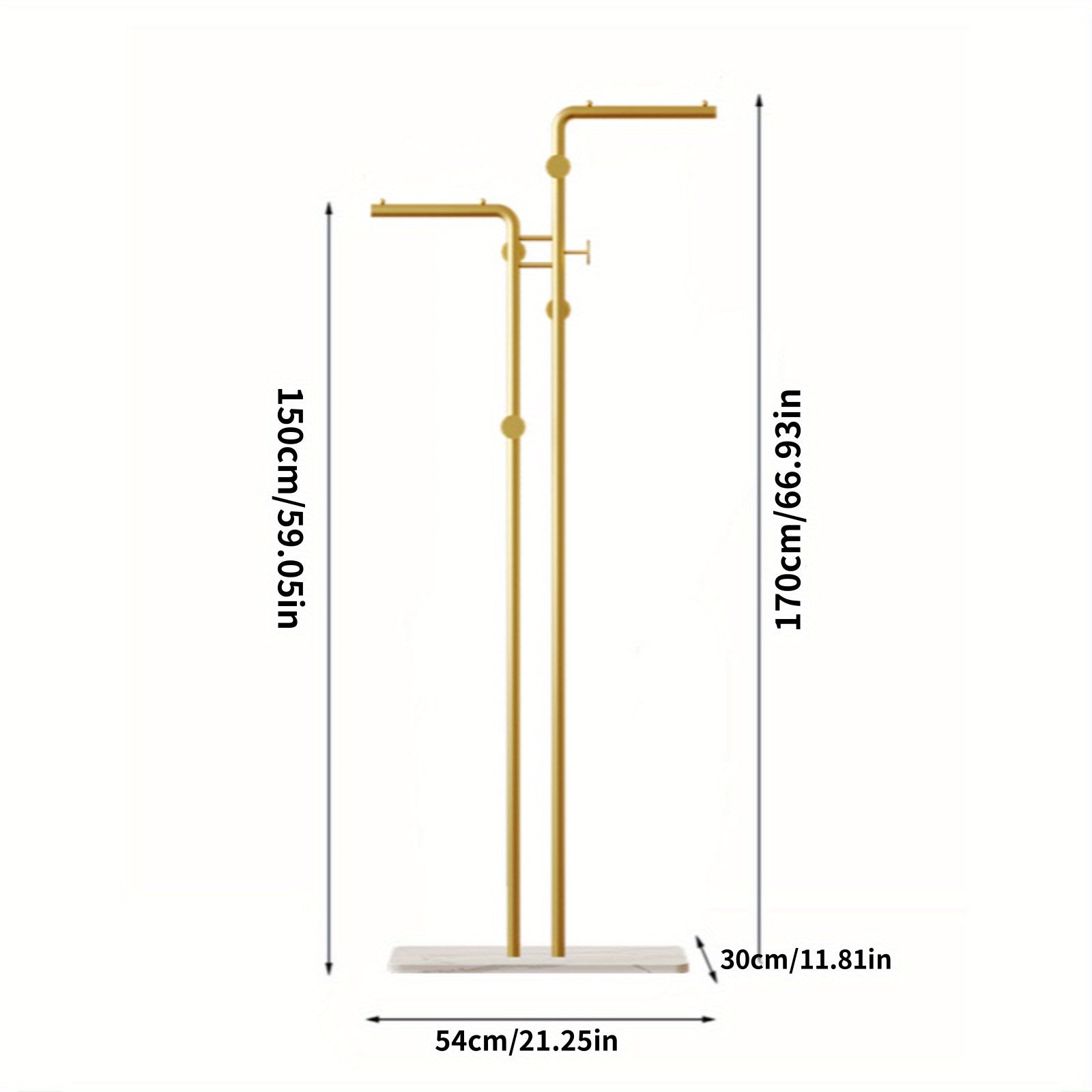 Stylish Metal Rack Modern Metal Freestanding Clothes Rack | Dual Hanging Rods and Lower Storage Shelf, Portable and Stylish for Living Room or Bedroom, Bedroom Organizer