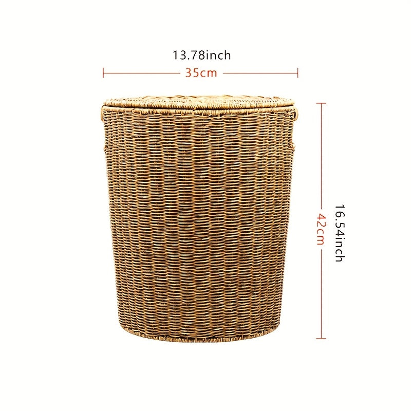Rustic Laundry Basket Durable Handwoven Polypropylene Rustic Laundry Basket with Lid | Rectangular Storage Hamper with Handles for Clothes, Towels & Toys, Multi-Purpose Home Organization