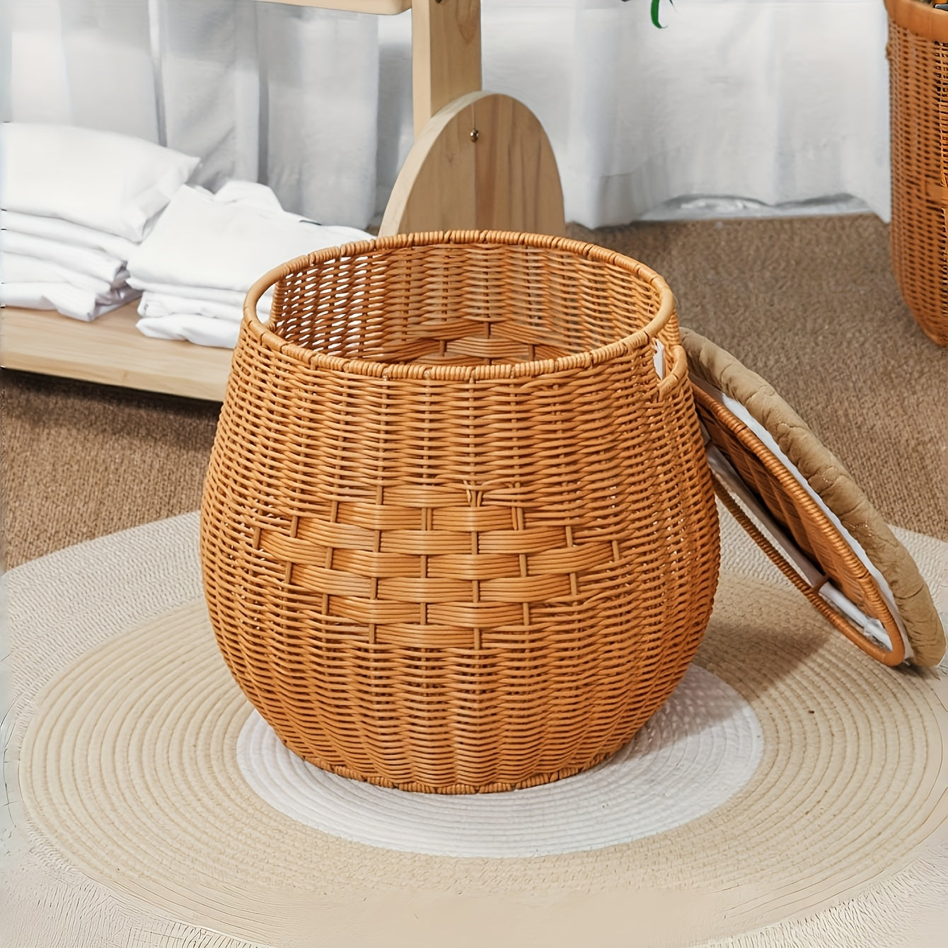 Handwoven Storage Basket Handwoven PE (Polyethylene) Nordic Style Classic Living Room Storage Basket
