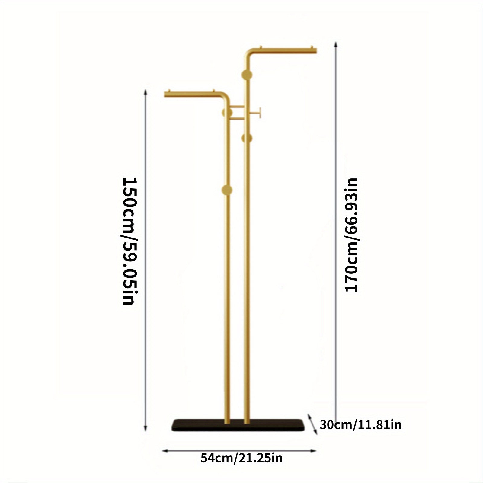 Stylish Metal Rack Modern Metal Freestanding Clothes Rack | Dual Hanging Rods and Lower Storage Shelf, Portable and Stylish for Living Room or Bedroom, Bedroom Organizer