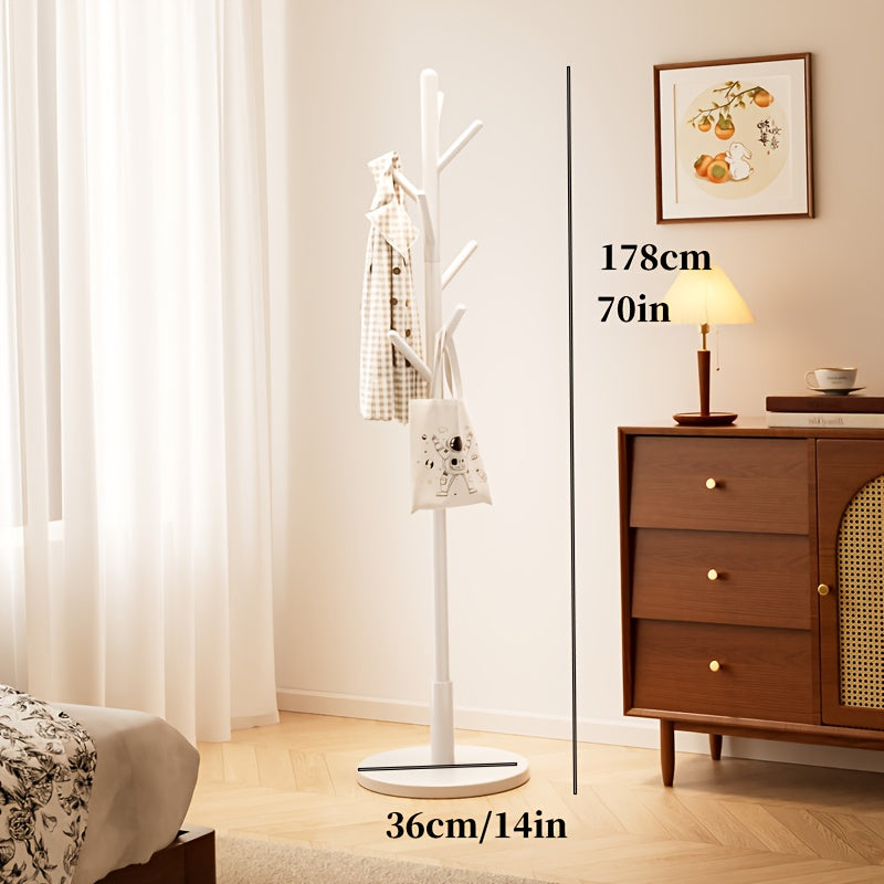 A Single Pole Coat Rack with a Hook, Designed in a Nordic Minimalist Style, Suitable for Bedrooms. This Sturdy Home Coat Rack Can Hold Clothes, Hats, Bags, And Scarves, Making It Ideal for Hallways And Living Rooms Without The Need for Drilling.