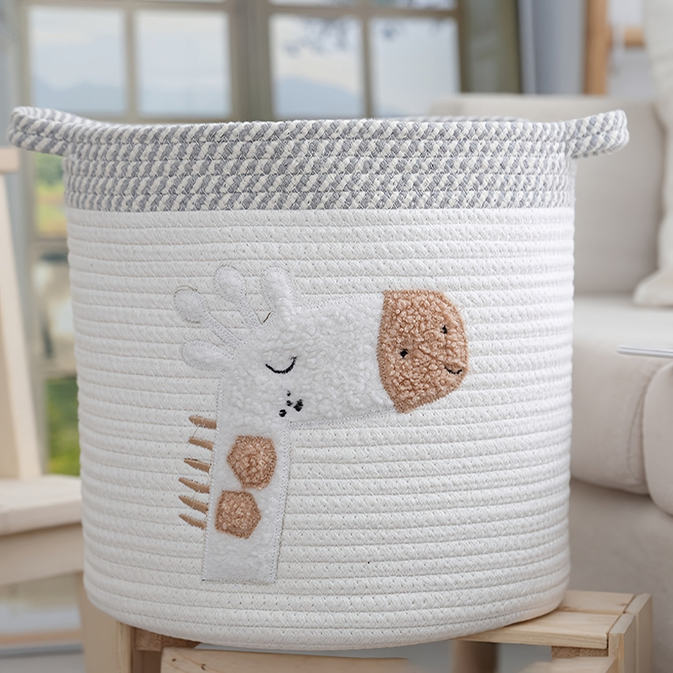 Giraffe Pattern Storage Basket with Giraffe Pattern | Multifunctional | Handles for Easy Use | Home Organization