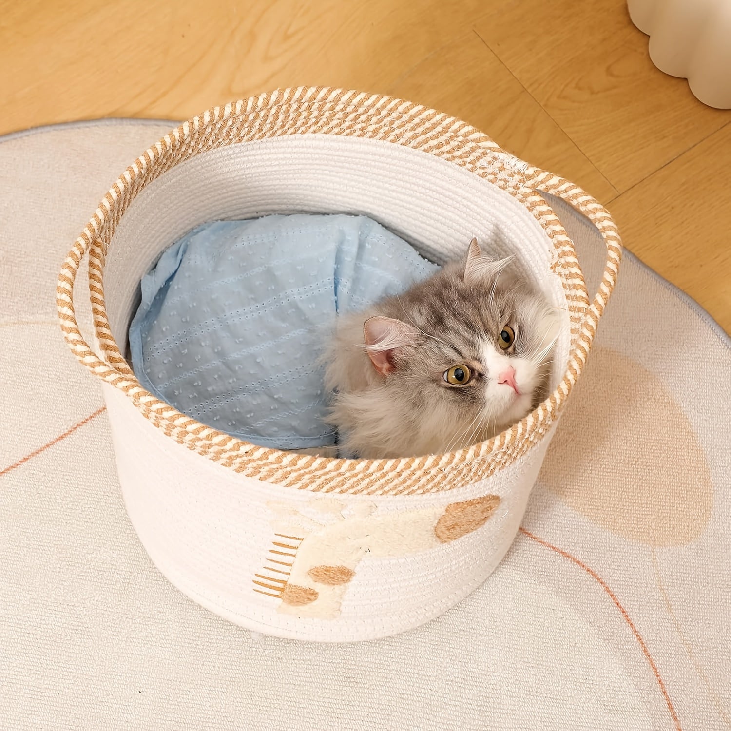 Giraffe Pattern Storage Basket with Giraffe Pattern | Multifunctional | Handles for Easy Use | Home Organization