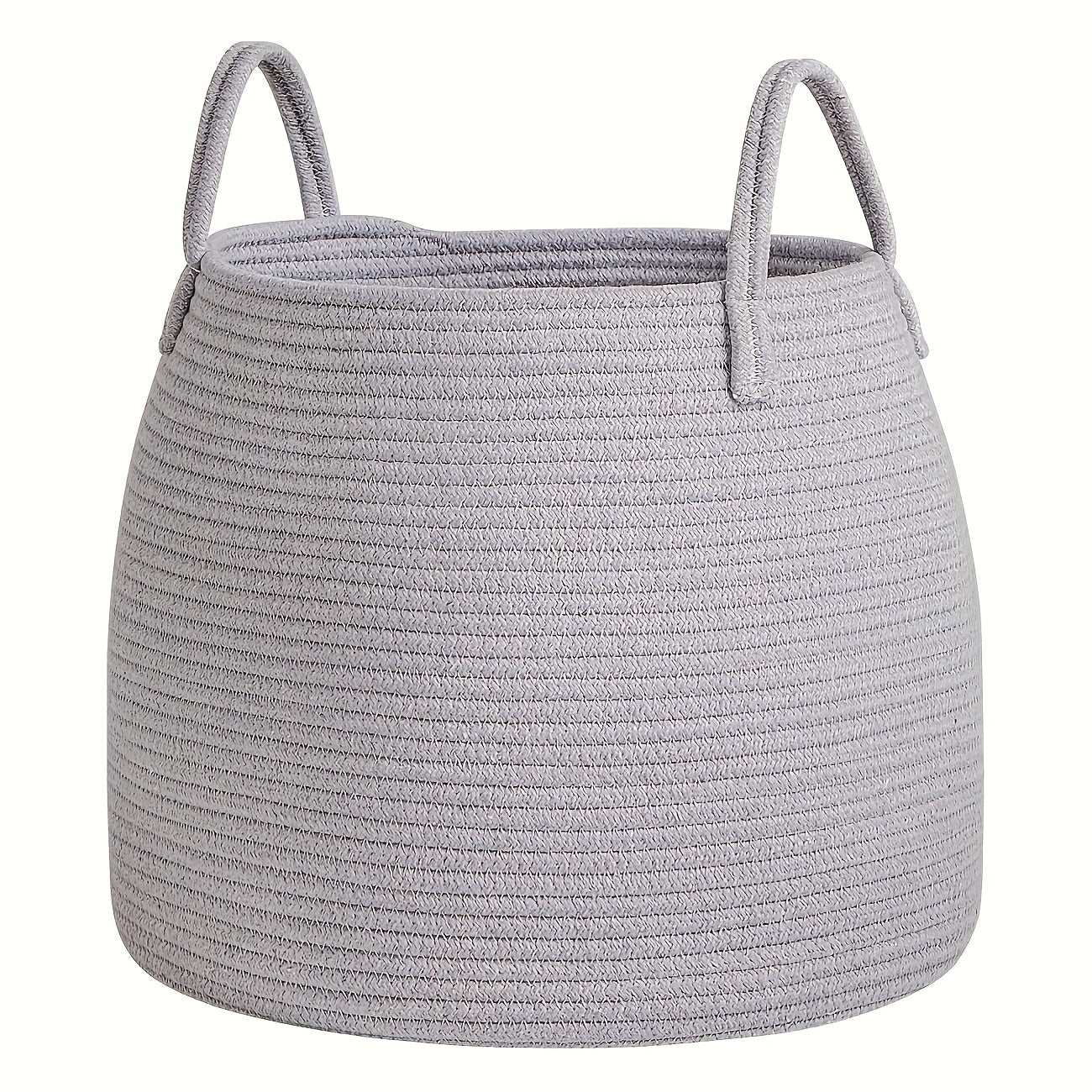 Bohemian Storage Basket Inwagui Bohemian Oval Storage Basket | White & Grey Polyester Hamper with Sturdy Handles for Towels, Clothes, Laundry | Decorative Organizer for Bathroom, Bedroom, Living Room Home Decor